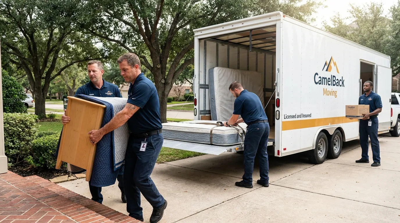 Crew loading residential truck for cross-state move from Geneseo, NY