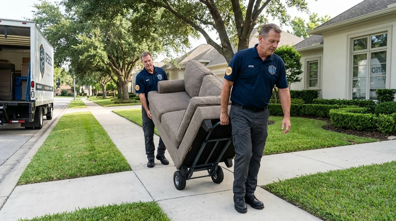 Local residential moving crew loading furniture in Geneseo, NY